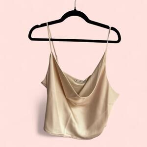 Abercrombie & Fitch Cream Satin Cowl Neck Cami Tank Top NWT size XL